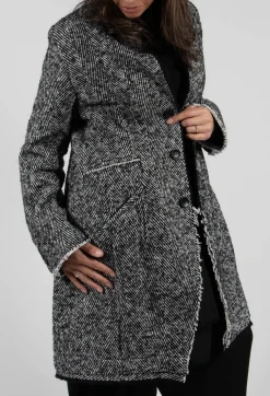 Chevron Stripe Coat in Black