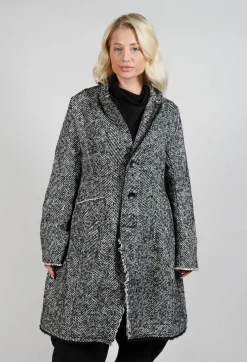 Chevron Stripe Coat in Black
