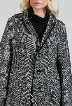 Chevron Stripe Coat in Black