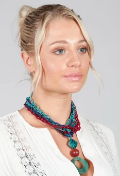 Choker Necklace In Green and Red