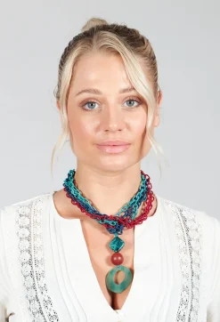 Choker Necklace In Green and Red
