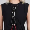 Choker Necklace with Dropped Chain in Red and Black