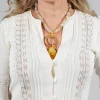 Choker with Resin Heart Necklace in Yellow