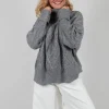 Chunky Cable Knit Jumper in Silver