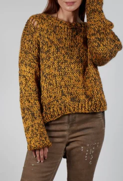 Chunky Knit Jumper in Orange Black