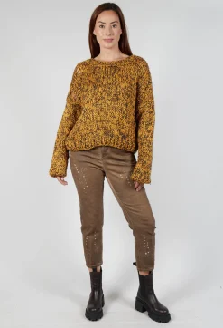 Chunky Knit Jumper in Orange Black
