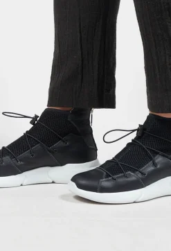 Chunky Mesh Trainers with Zip in Nero