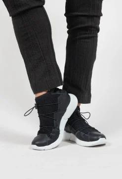 Chunky Mesh Trainers with Zip in Nero