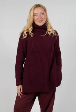 Chunky Roll Neck Jumper in Merlot
