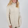 Chunky Roll Neck Jumper in Bone Mel