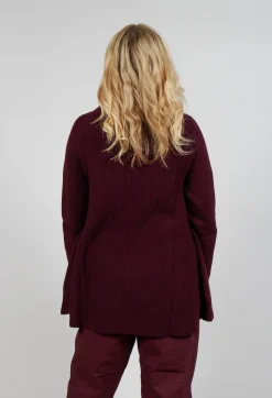 Chunky Roll Neck Jumper in Merlot