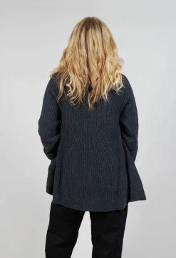 Chunky Roll Neck Jumper in Slate Mel