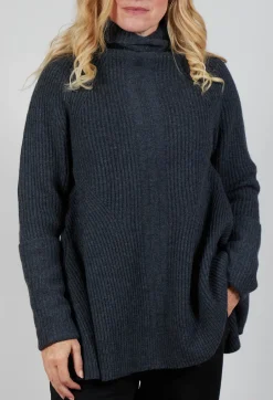 Chunky Roll Neck Jumper in Slate Mel