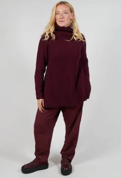 Chunky Roll Neck Jumper in Merlot