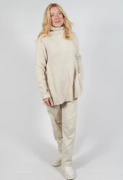 Chunky Roll Neck Jumper in Bone Mel