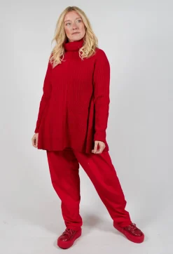 Chunky Roll Neck Jumper in Cardinal