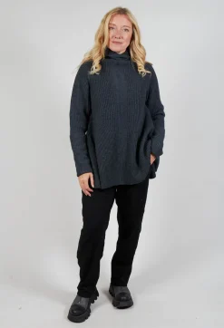 Chunky Roll Neck Jumper in Slate Mel