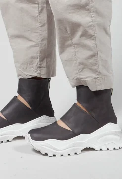 Chunky Sole Cut Out Boots in Gasoline Fumo