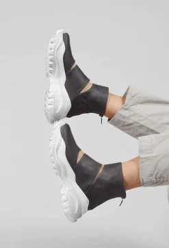 Chunky Sole Cut Out Boots in Gasoline Fumo