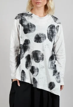 Circle Print Top in Light Grey