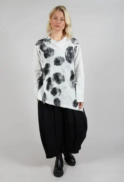 Circle Print Top in Light Grey
