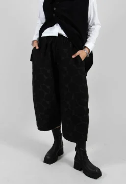 Circle Print Trousers in Black
