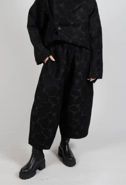 Circle Print Trousers in Black