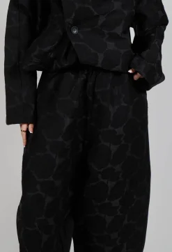 Circle Print Trousers in Black