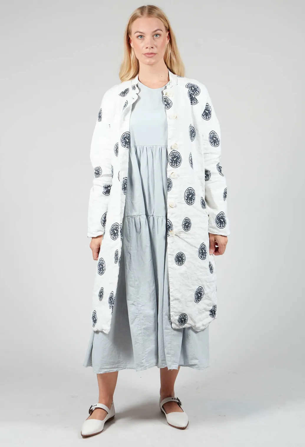 Citrus Print White Coat