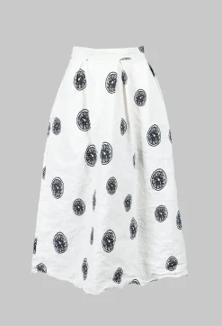 Citrus Print White Skirt