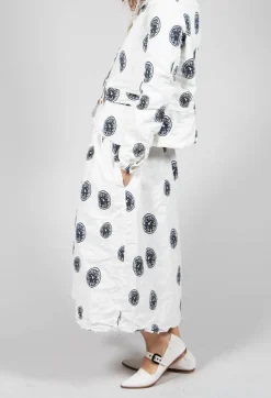 Citrus Print White Skirt