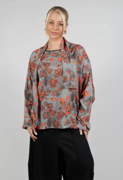 Clap Blouse in Grey and Orange