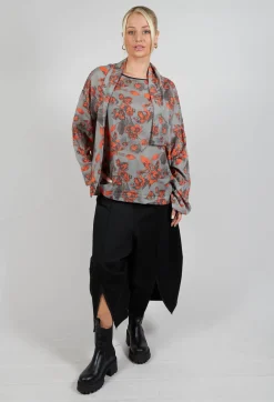 Clap Blouse in Grey and Orange
