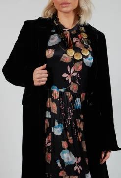 Classic Lux Velvet Coat in Black