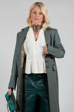 Classic Tweed Coat in Blue Tweed