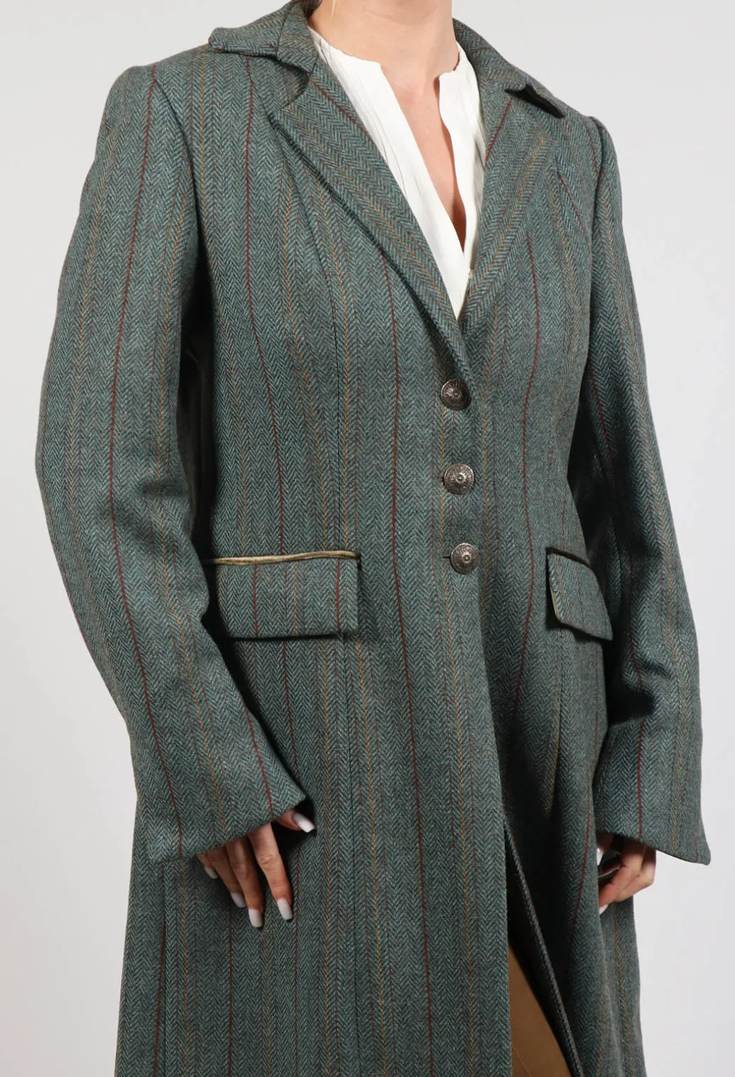 Classic Tweed Coat in Blue Tweed