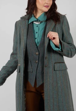 Classic Tweed Coat in Blue Tweed