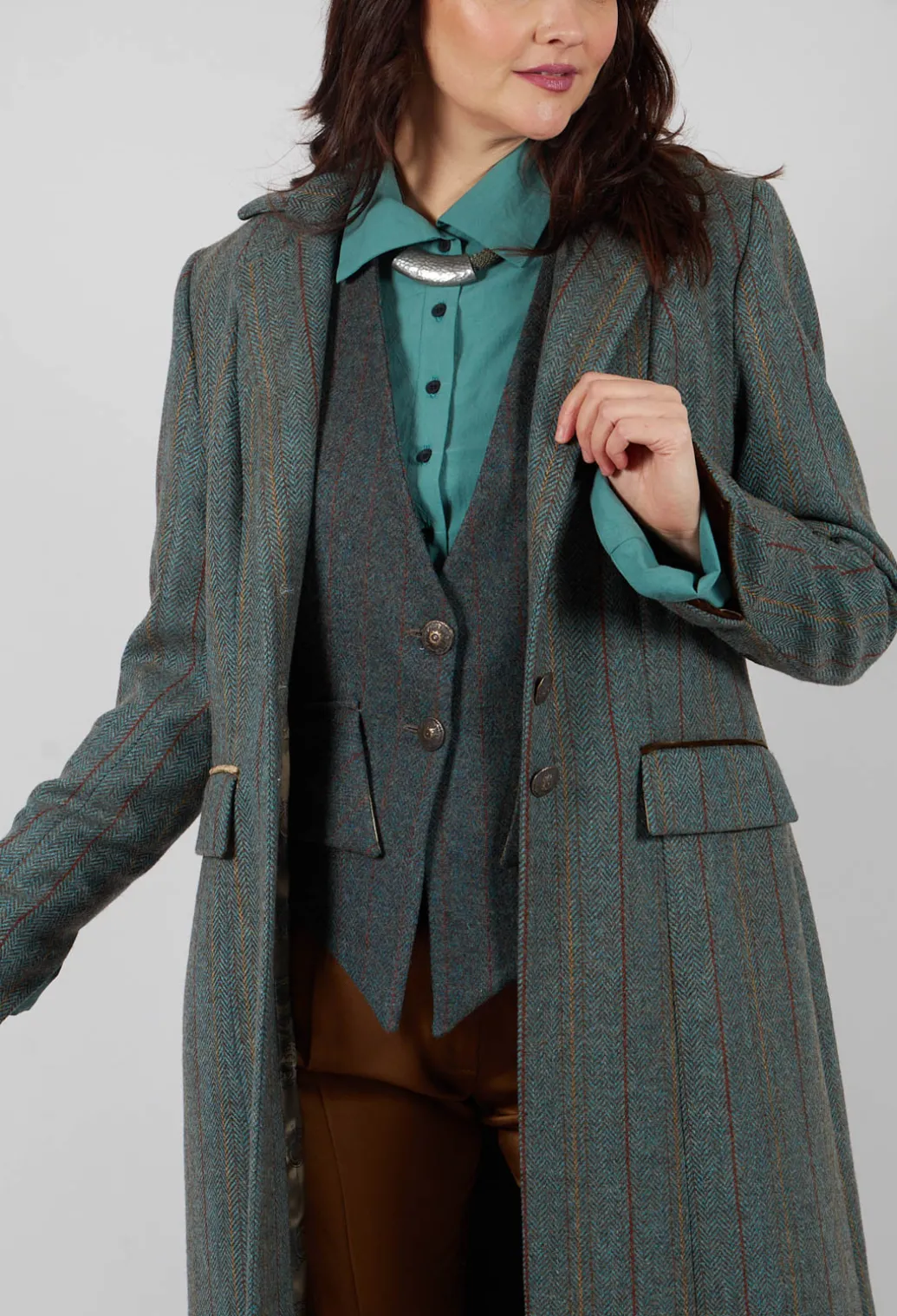 Classic Tweed Coat in Blue Tweed