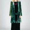Colette Coat in Bottle Green and Mint Stripe