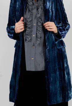 Colette Coat in Navy Blue and Aqua Stripe