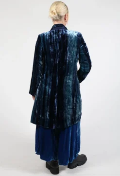 Colette Coat in Navy Blue and Aqua Stripe