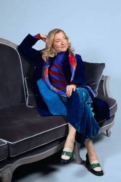 Colette Pomegranate Jacket in Velvet Plain Cobalt