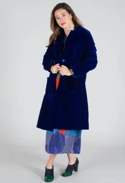 Colette Pomegranate Jacket in Velvet Plain Cobalt