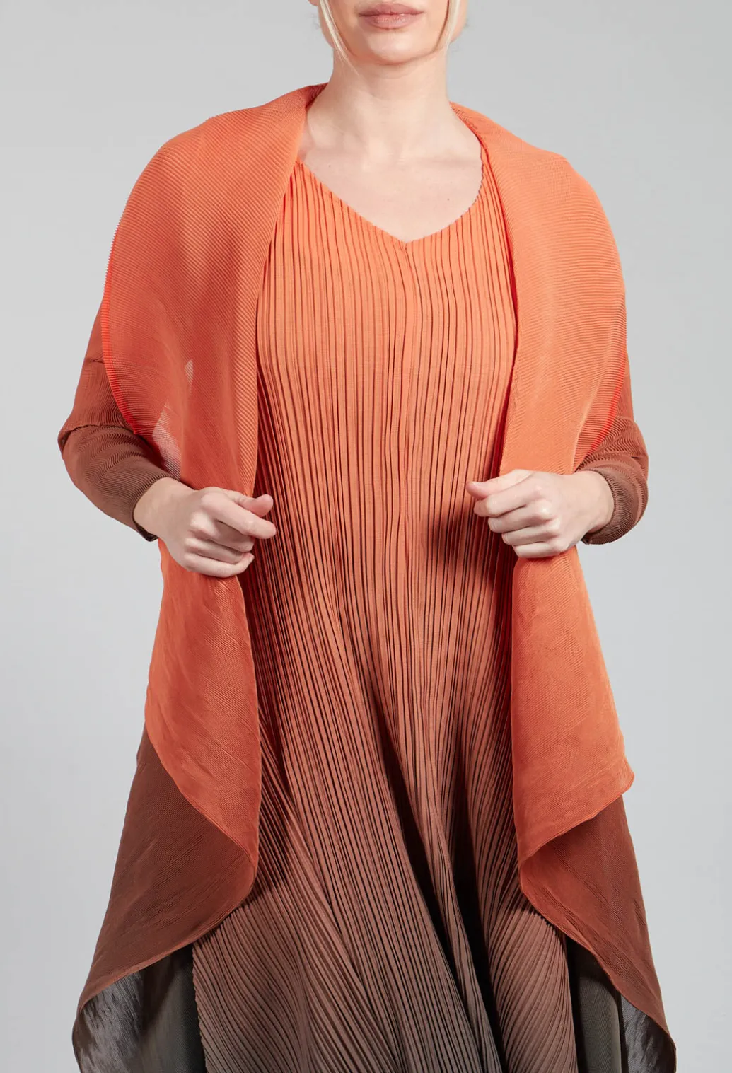 Collare Coat in Tangerine and Shadow