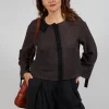 Collared Blouse in Brown Stripe
