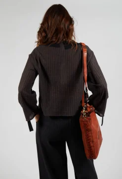 Collared Blouse in Brown Stripe