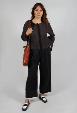 Collared Blouse in Brown Stripe