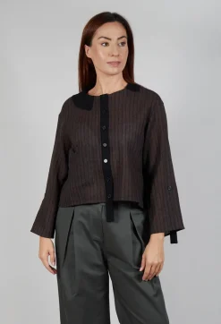 Collared Blouse in Brown Stripe