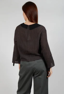 Collared Blouse in Brown Stripe