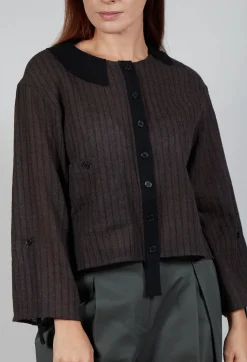 Collared Blouse in Brown Stripe